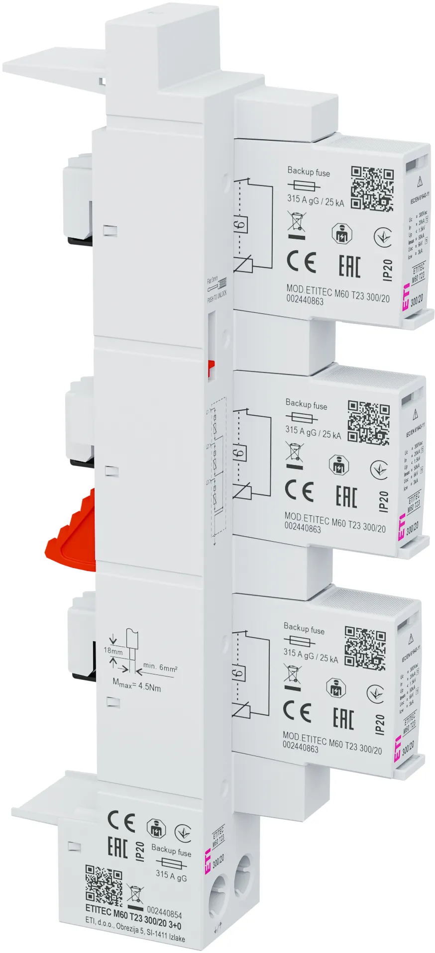 Prenapetostni odvodnik ETITEC M60 T23 300/20 3+0 002440854