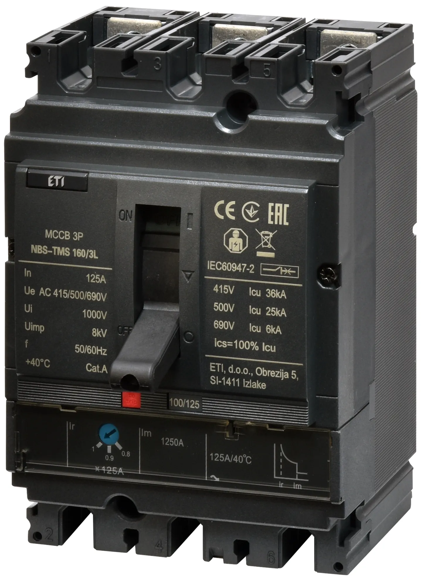 Kompaktni odklopnik NBS-TMS 160/3L 125A 3P 004673008