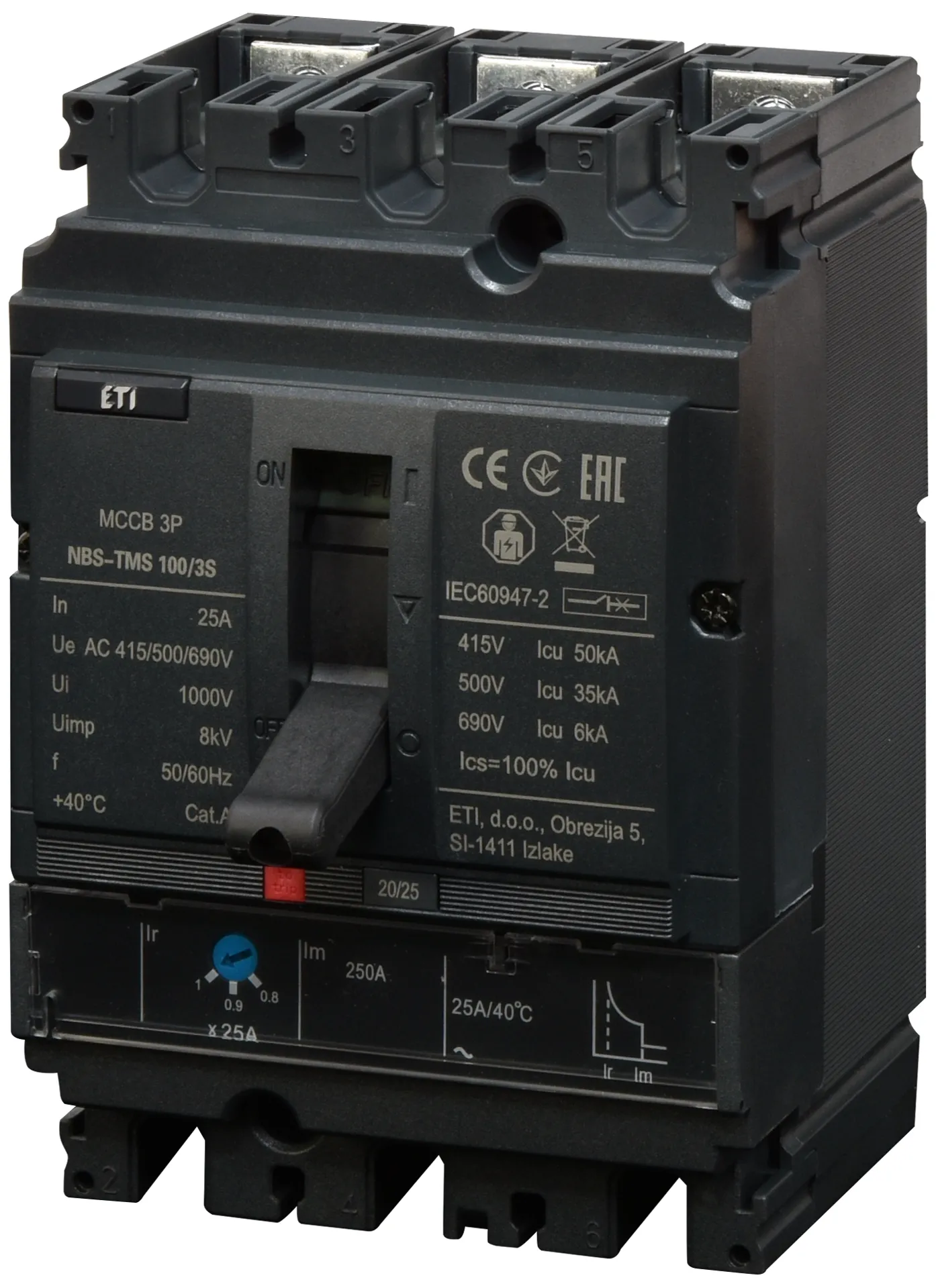 Kompaktni odklopnik NBS-TMS 100/3S  25A 3P 004673030