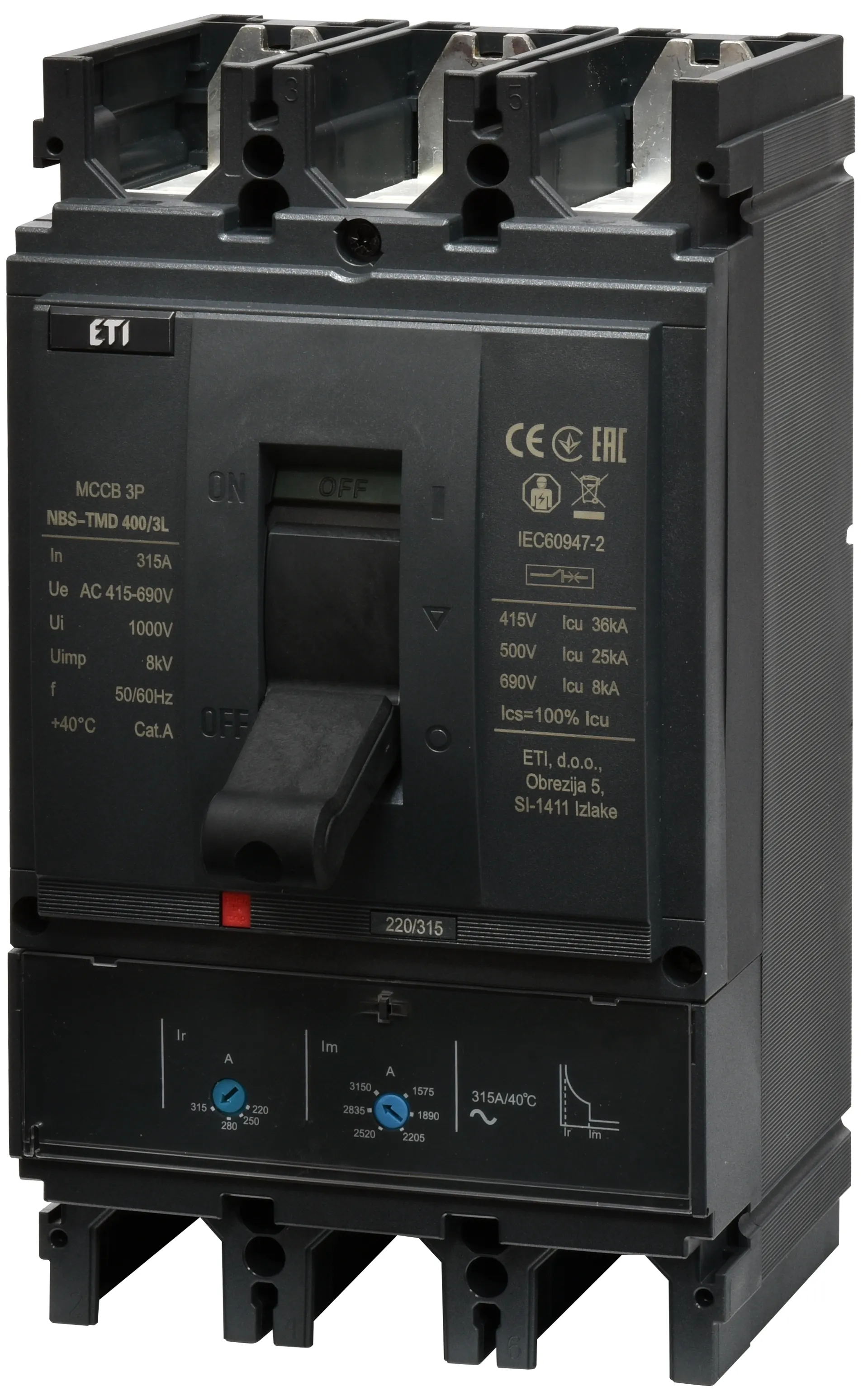 Kompaktni odklopnik NBS-TMD 400/3L 315A 3P 004673101