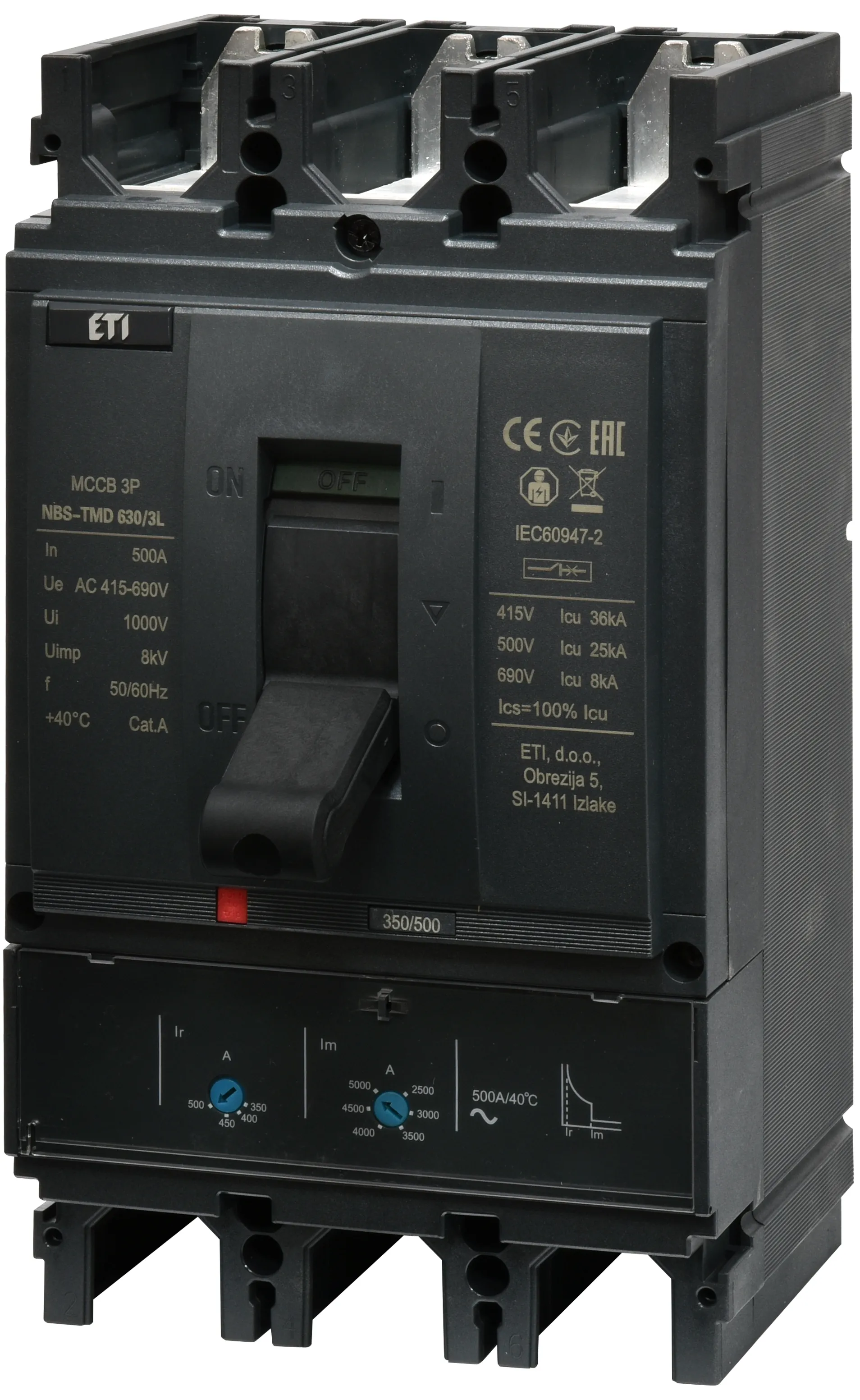 Kompaktni odklopnik NBS-TMD 630/3L 500A 3P 004673131