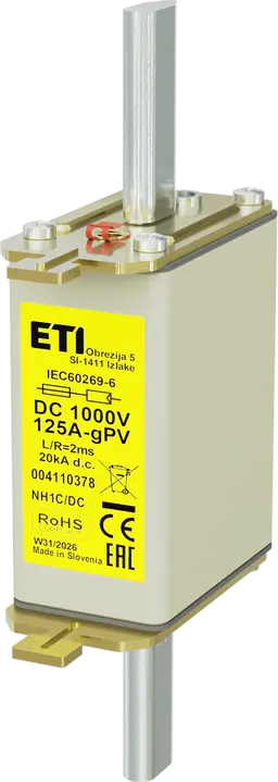 Slika NH1C gPV 125A/1000V DC